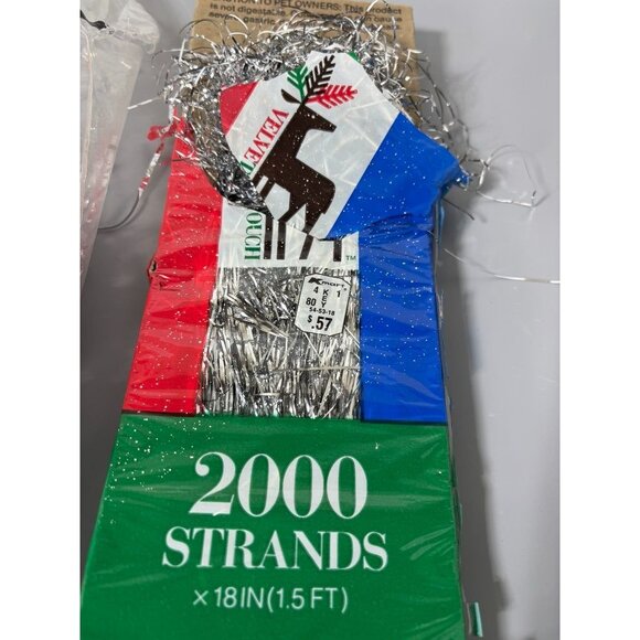 Vintage 80s Strands Tinsel Garland Silver Christmas Tree Decor - Picture 2 of 4